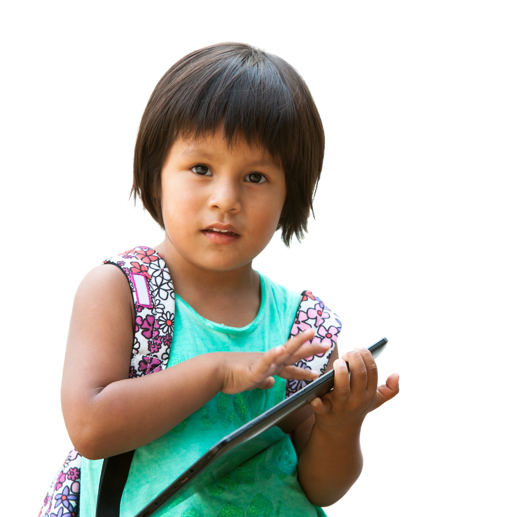 Native girl with tablet